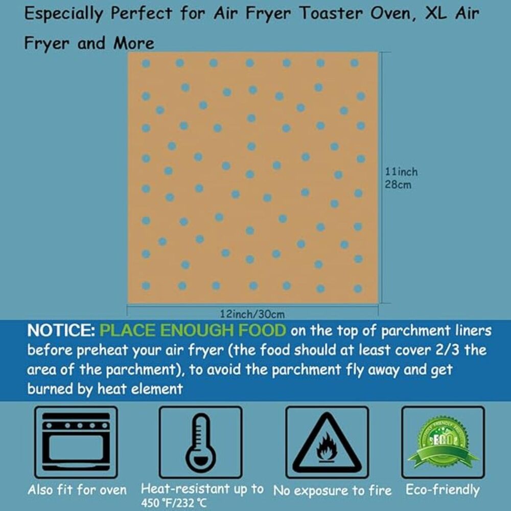 BYKITCHEN Air Fryer Oven Liners, 11x12 Inches (100 pack)